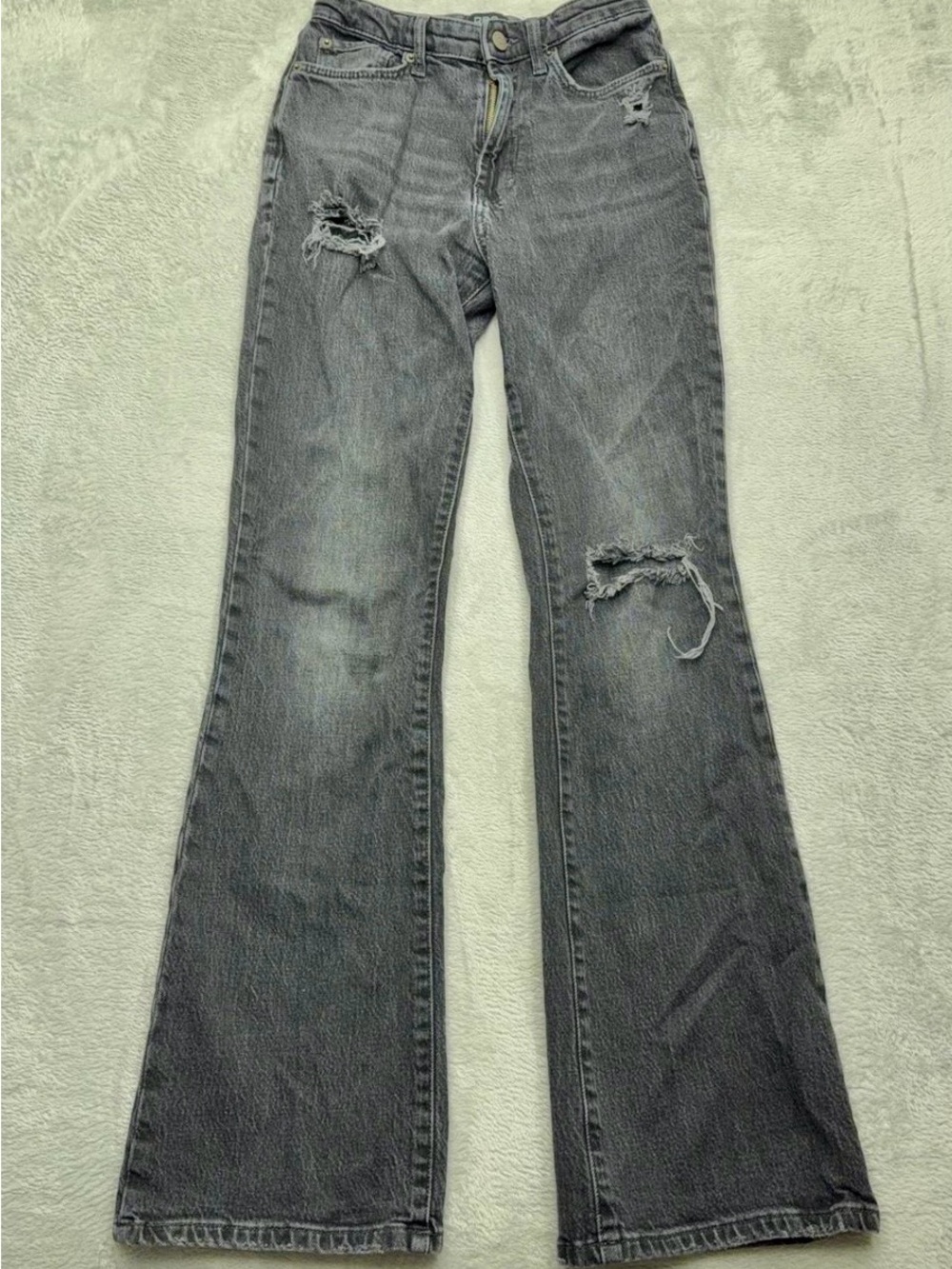 BDG Urban Outfitters Distressed High Rise Flare Jeans Washed Black 25 Grunge